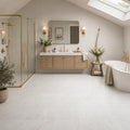 Afyon Sugar 12x12 Veined Marble Tile — Bathroom floor