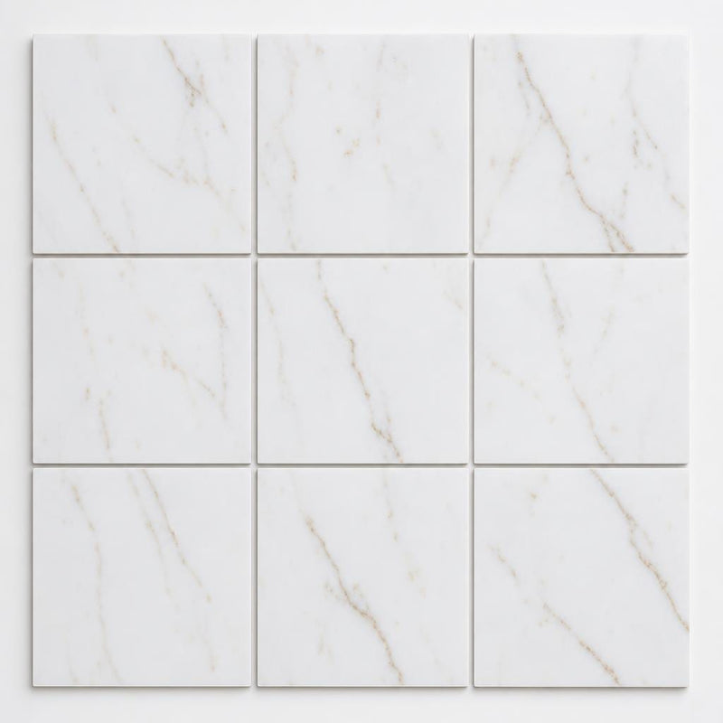Afyon Sugar 12x12 Veined Marble Tile close-up