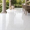 Afyon Sugar 18x18 Polished Veined Marble Tile — Covered Patio floor