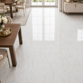 Afyon Sugar 18x18 Polished Veined Marble Tile — Dining Room floor