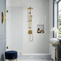 Afyon White Marble 1x2 Polished Herringbone Mosaic — Bathroom shower wall