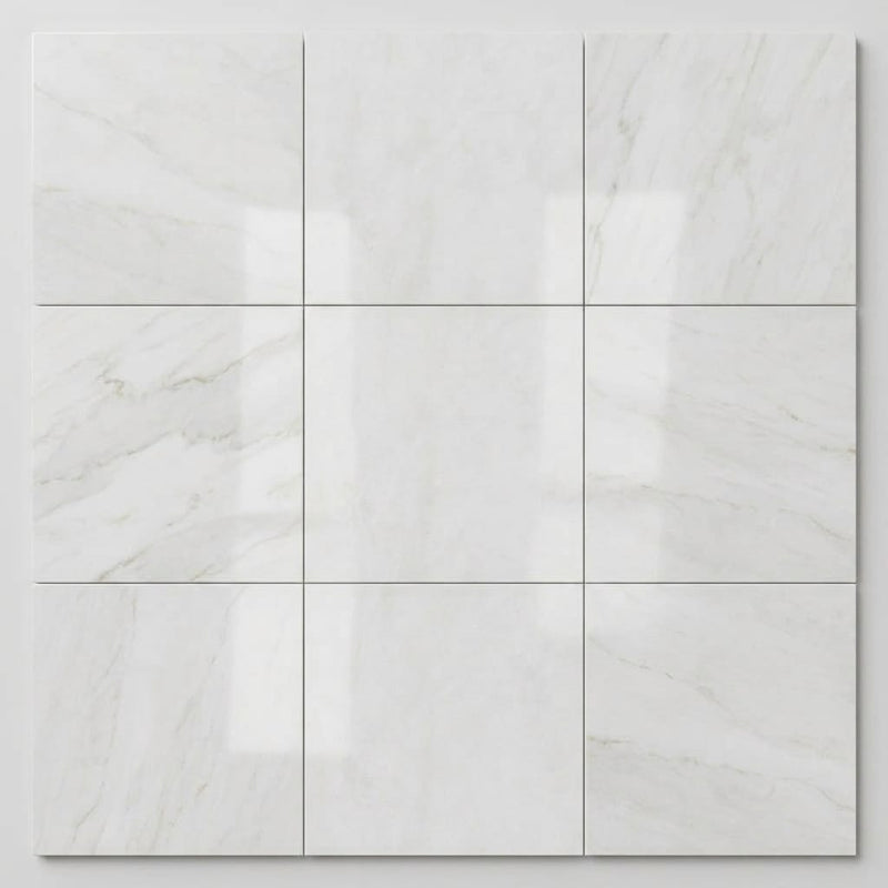 Afyon White Marble 12x12 Polished Tile close-up