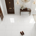 Afyon White Marble 12x12 Polished Tile — Foyer floor