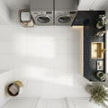 Afyon White Marble 12x12 Polished Tile — Laundry Room floor