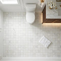 Afyon White Marble 2x2 Polished Mosaic — Bathroom floor