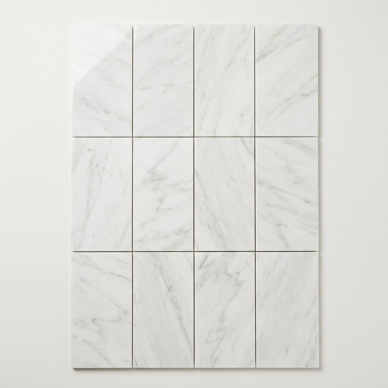 Afyon White Marble 3x6 Polished Tile close-up