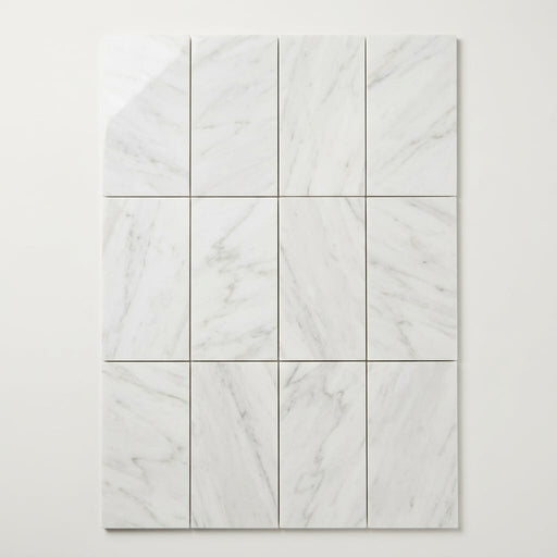 Afyon White Marble 3x6 Polished Tile close-up