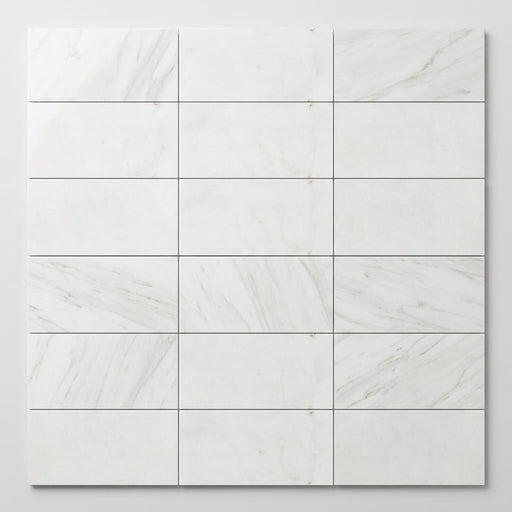 Afyon White Marble 6x12 Polished Tile close-up