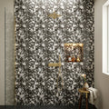 Agglomerate Palladio Moro Marble Tile in Deep Brown 24x24 — Bathroom shower wall