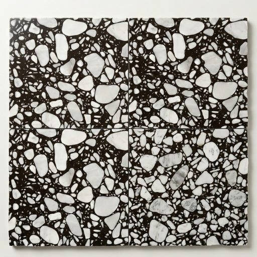 Agglomerate Palladio Moro Marble Tile in Deep Brown 24x24 close-up