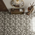 Agglomerate Palladio Moro Marble Tile in Deep Brown 24x24 — Foyer floor