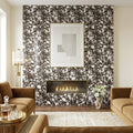 Agglomerate Palladio Moro Marble Tile in Deep Brown 24x24 — Living Room feature wall