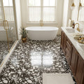 Agglomerate Palladio Moro Marble Tile in Deep Brown 24x24 — Primary Bath floor