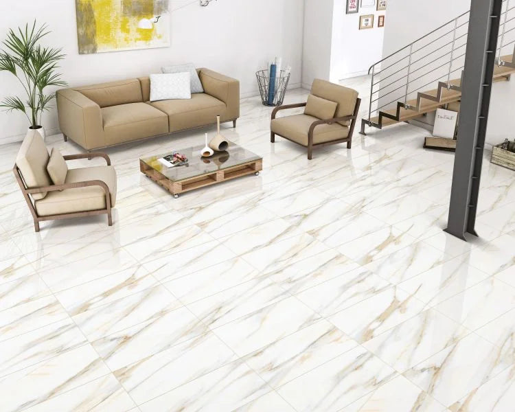 AGL Calacatta Gold 12x24 Polished Marble Look Porcelain Tile