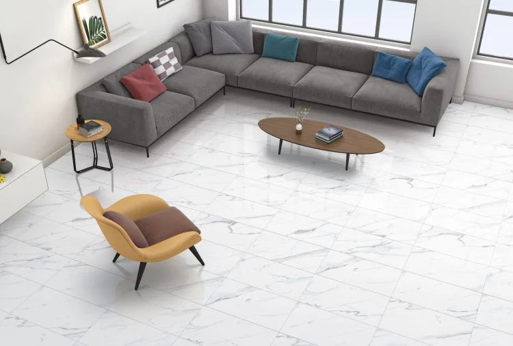 AGL Carrara 12x24 Polished Marble Look Porcelain Tile