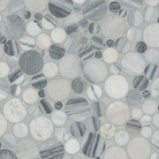 Alaska Gray Pebbles Mesh Backed Polished Marble Mosaic Tile