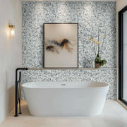 Alaska Gray Pebbles Mesh Backed Polished Marble Mosaic Tile