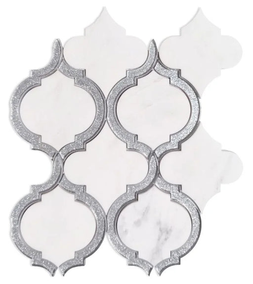 Alice Silver White Marble and Glass Mosaic