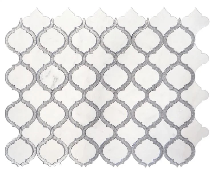 Alice Silver White Marble and Glass Mosaic