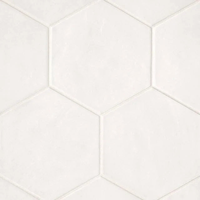 Allora Solid White 10x8.5 Hex Wall Matte Ceramic Tile