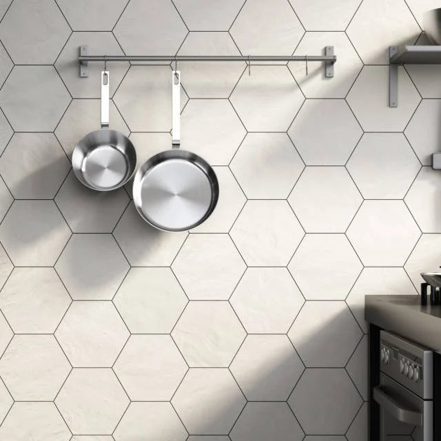 Allora Solid White 10x8.5 Hex Wall Matte Ceramic Tile