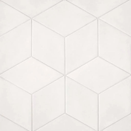 Allora Solid White 12.75x7.5 Rhombus Ceramic Tile