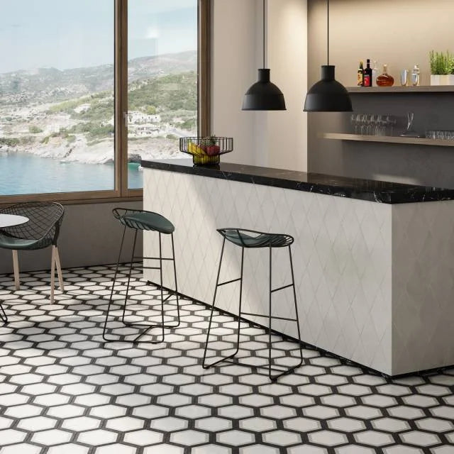 Allora Telaio 10x8.5 Hex Deco Ceramic Tile