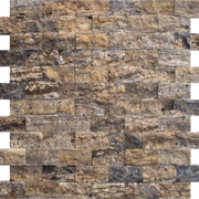 Alpine 1x2 Geometric Split-Face Travertine Mosaic Tile