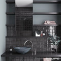 Altea Black 4x4 Glossy White Body Ceramic Tile