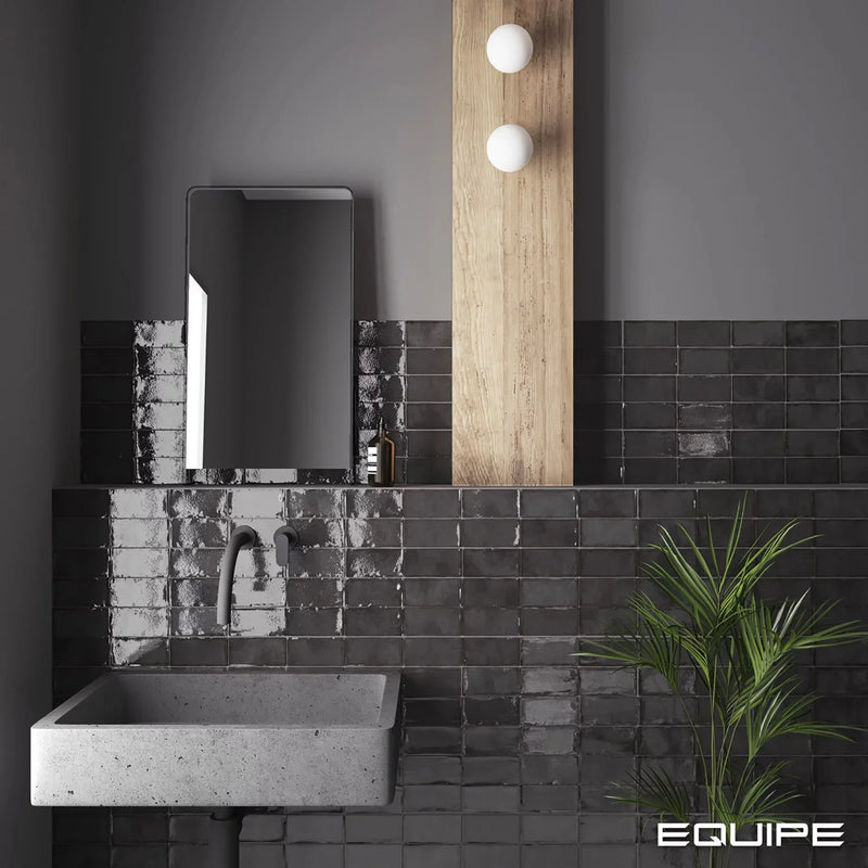 Altea Black 3x6 Subway Glossy White Body Ceramic Tile