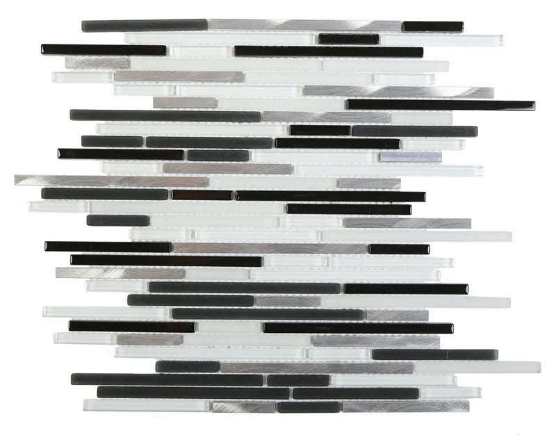 Alumix Linear White Aluminum Glass Mosaic Blend