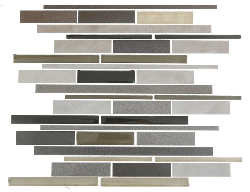 Alumix Linear White Aluminum Glass Mosaic Blend