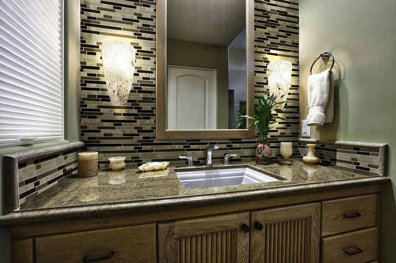 Amalfi Cafe Interlocking Pattern Misc. Glass Stone Blend Mosaic Tile