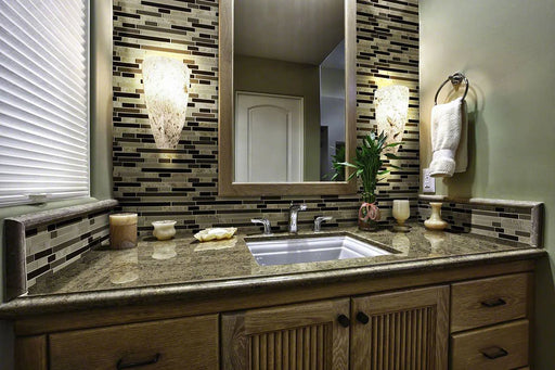 Amalfi Cafe Interlocking Pattern Misc. Glass Stone Blend Mosaic Tile