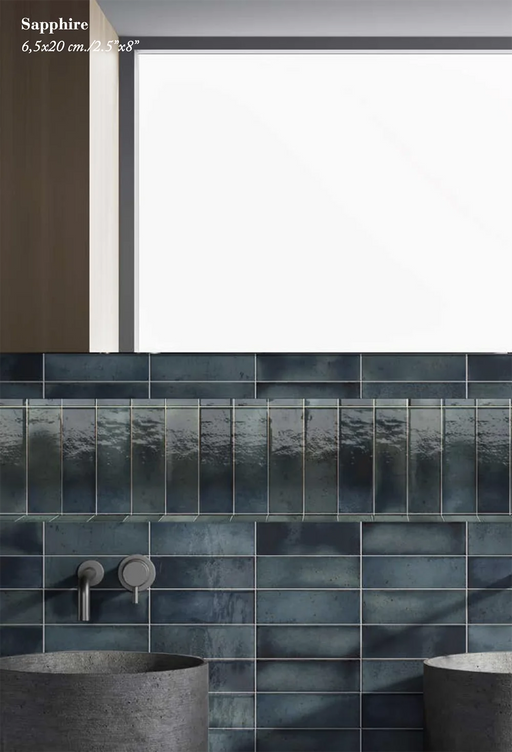 Amazonia Sapphire 2.5x8 Subway Porcelain Floor and Wall Tile
