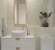 Kit-Kat Ivory 4.5x9.1in. Glossy Ceramic Mosaic