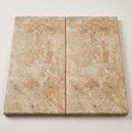 Ancient Castle Travertine Coping 12x24 Tumbled Bullnose 1.25 inch close-up