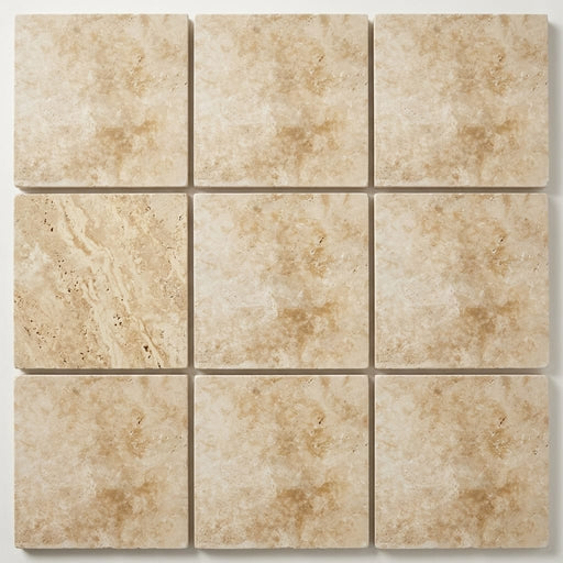 Ancient Castle Travertine Paver 12x12 Brushed 2 inch close-up