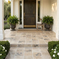 Ancient Castle Travertine Paver 12x12 Tumbled 1.25 inch — Front Yard front porch