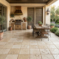 Ancient Castle Travertine Paver, 12x12, 1.25 in — Backyard patio