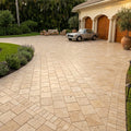 Ancient Castle Travertine Paver, 12x12, 1.25 in — Front Yard driveway