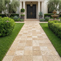 Ancient Castle Travertine Paver, 12x12, 1.25 in — Front Yard walkway