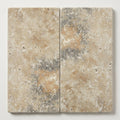 Ancient Castle Travertine Paver in Tumbled Grey, 12x24, 1.25 in close-up