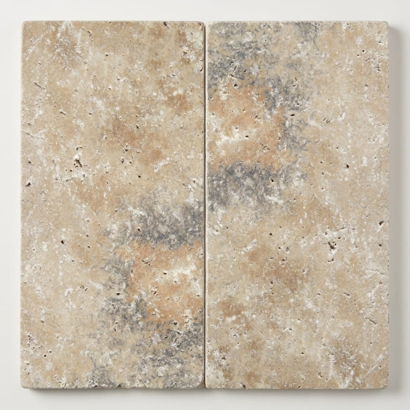 Ancient Castle Travertine Paver 12x24 Tumbled 2 inch close-up