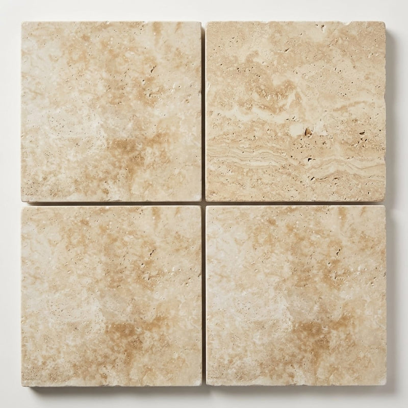 Ancient Castle Travertine Paver 14x14 Brushed 5 cm close-up