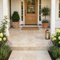 Ancient Castle Travertine Paver 14x14 Brushed 5 cm — Front Yard front porch