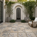 Ancient Castle Travertine Paver - Tumbled 16x16 1.25 inch — Courtyard paving