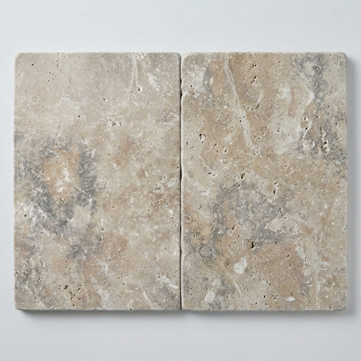 Ancient Castle Travertine Paver in Tumbled Grey, 16x24 size close-up