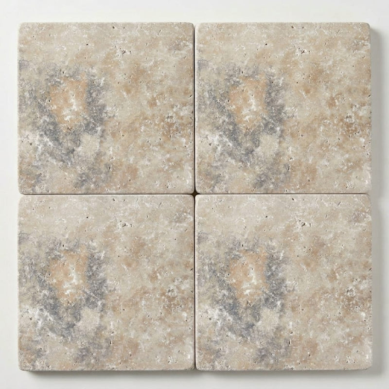 Ancient Castle Travertine Paver, Tumbled 24x24, 1.25 in close-up