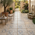 Ancient Castle Travertine Paver, Tumbled 24x24, 1.25 in — Courtyard paving